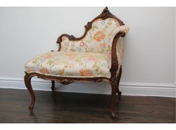 Antique Petitie Settee With Floral Cushion