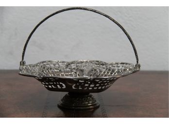 Antique Silver Repousse Pedestal Basket Fruit Dish