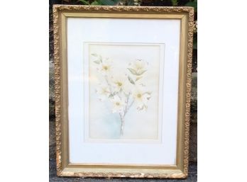 Floral Watercolor In A Gold Frame