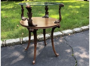A Glass Top Mahogany Side Table