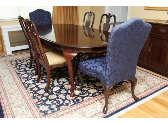Ethan Allen Mahogany Dining Room Table With Set Of 6 Dining Chairs