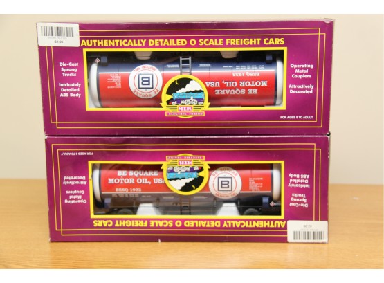 Pair Of Be Square Motor Oil Tank Car By MTH Electric Trains