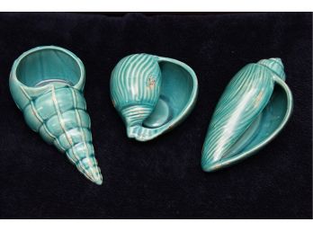 Trio Of Ceramic Hand Painted Shells