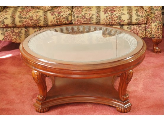 Traditional Maple Glass Top  Coffee Table