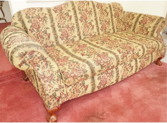 Tradition Floral Sofa With Coordinating Pillows And  Ball & Claw Feet 1 Of 2
