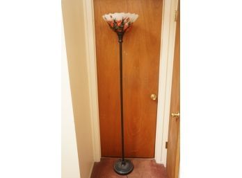 Glass Shade Floor Lamp With Rose Detail