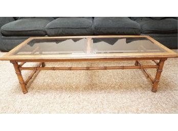 Bamboo Style Glass Top Coffee Table