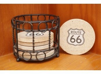 Route 66 Stone Drink Coasters And Holder