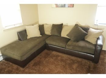 L-Shaped Sofa With Leather Accents