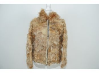 Faux Fur Coat In Brown With Zipper