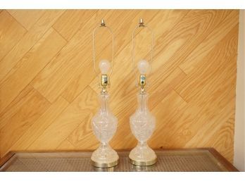 Pair Of Cut Glass Table Lamps