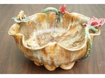 Hand Molded Decorative Frog Bowl