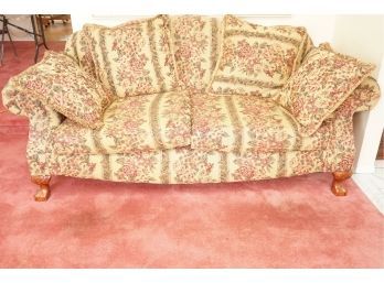 Traditional Floral Sofa With Coordinating Pillows And  Ball & Claw Feet 2 Of 2