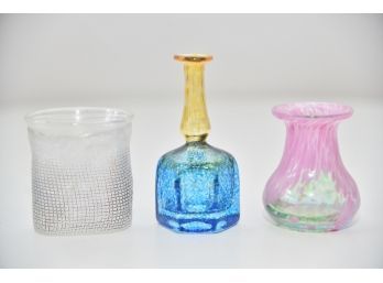Trio Of Signed Kosta Boda Art Glass Pieces