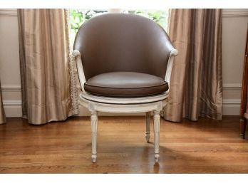 A Leather French Country Swivel Side Chair