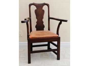 18th Century English Georgian Side Chair With Custom Leather Seat
