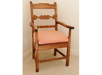 19th Century Farmhouse Chair With Custom Cushion