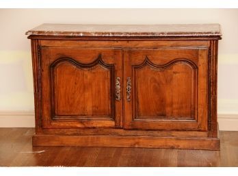 18th Century French  Walnut Hunting Buffet With Marble Top
