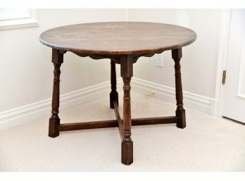 Antique Round Wood Fixed Leg Table