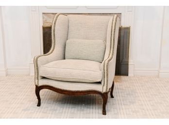 A Custom Upholstered Tweed Nailhead Trim Side Chair
