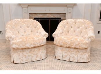 A Matching Pair Of Velour Side Chairs