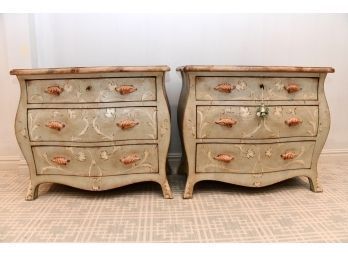 A Matching Pair Of 3 Draw Commode Side Tables