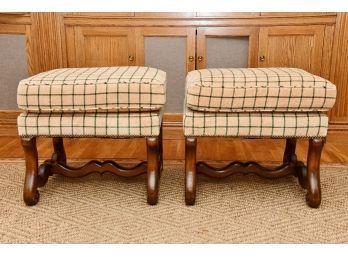 A Matching Pair Of Custom Upholstered Ottomans