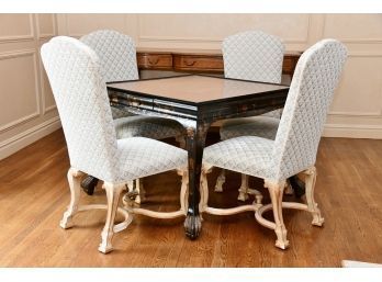 Antique Gaming Table And 4  Dennis And Leen Chairs