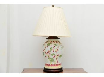 Vintage Hand Painted Porcelain Ginger Jar Lamp With Brass Pull Chains & Finial