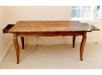 Large Antique Wooden Table With Drawer