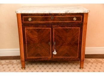 Louis XVI Marquetry Marble Top Commode