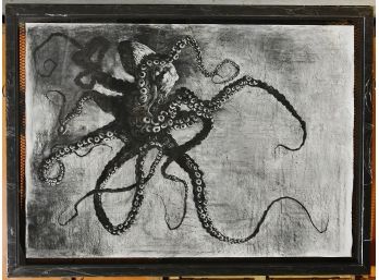 Hannah Vandermolen  ' Elvira The Octopus' Charcoal On Paper For Pascal Dangin's Personal Collection
