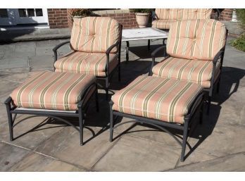 Pair Of Carter Grandle Outdoor Chairs With Matching Ottomans