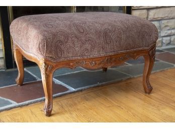 Carved Leg Ottoman With Suede Top