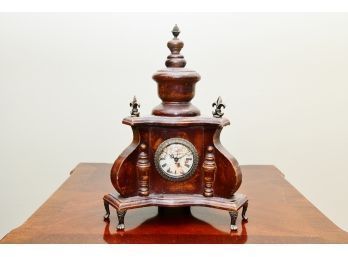 Wooden Fleur De Lis Tri-faced Clock With Metal Accents