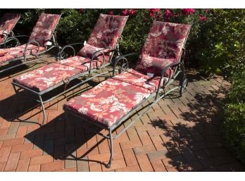 Pair Of Outdoor Metal Lounge Chairs With Bossima Cushions 2 Of 2