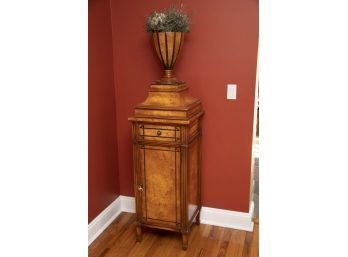 Theodore Alexander Burled Wood Storage Cabinet With Pedestal Planter Top