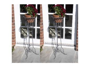 Pair Of Outdoor Metal Plant Stands