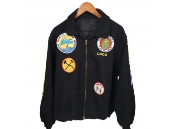Mens Wool Jacket With US Navy Mediterranean Cruise Patches