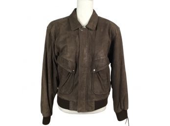 U2 Wear Me Out Brown Leather Bomber Jacket Size XL