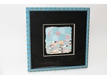 Nighttime Village Felt Block Signed Framed Artwork