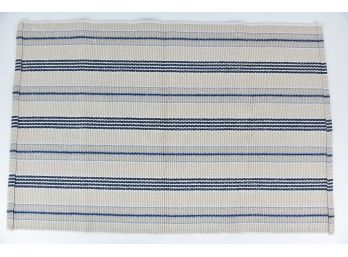 Dash & Albert Blue And Cream Wool Woven Floor Rug