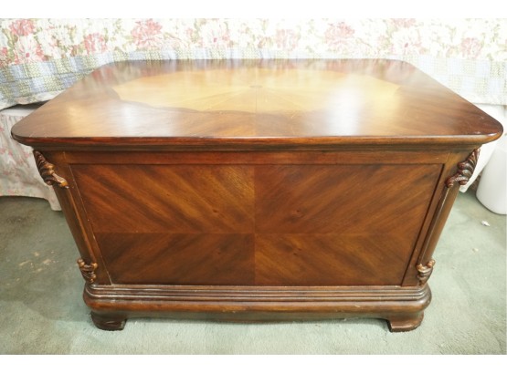 Art Deco Mahogany Cedar Lined Trunk With Inlaid Top