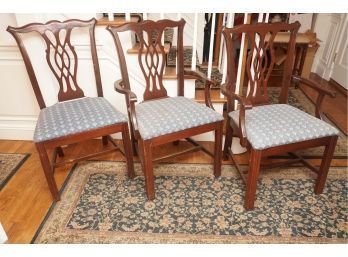 Set Of 3 Upholstered Chippendale Chairs
