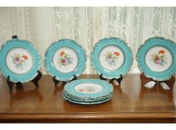 Set Of 7 Grace China Plates With Floral Motif