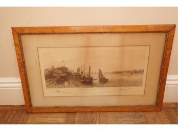 Framed Print Of 'sea Port' Signed