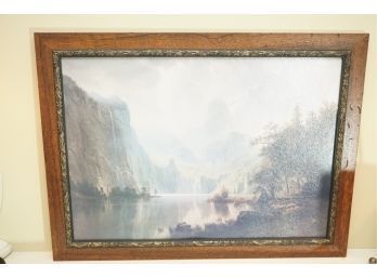 Framed Oil On Canvass Of Mountains