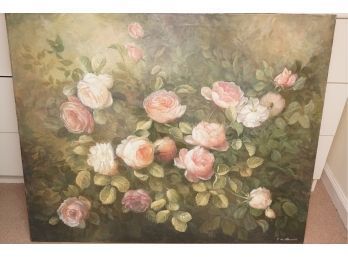 Signed Oil On Board Flower Painting