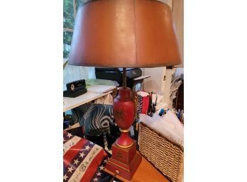 Vintage Red Tole Lamp
