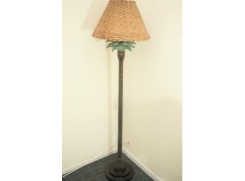 Palm Tree Floor Lamp With Wicker Shade